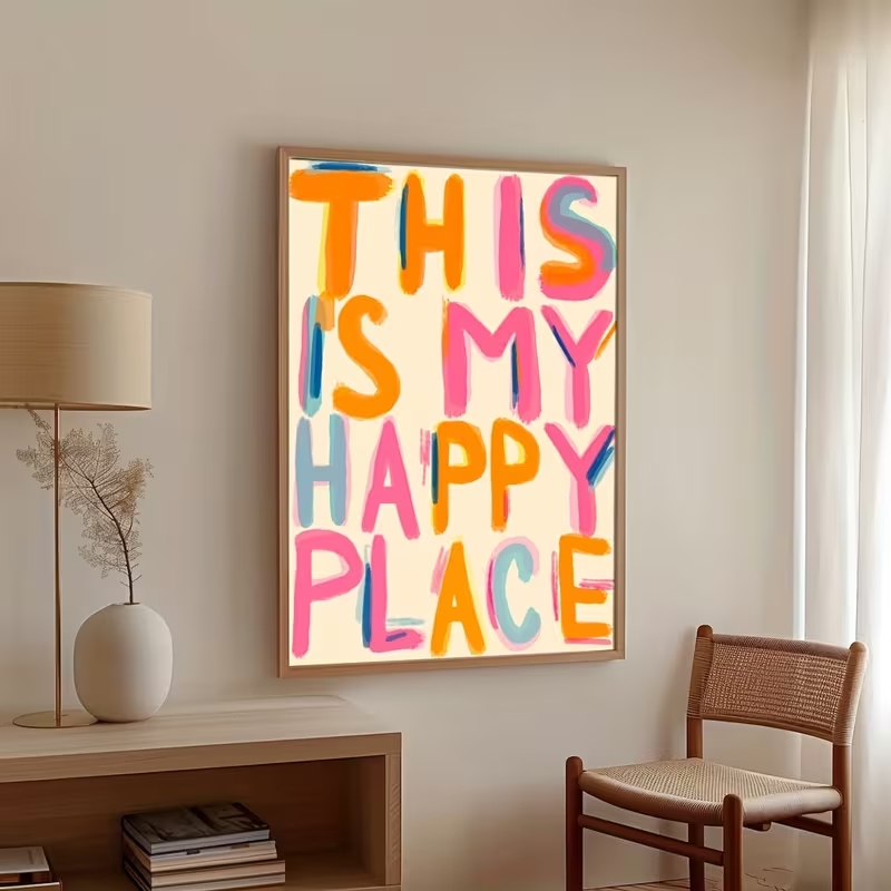 Home Decor Nz - 현대적인 '이곳은 나의 행복한 곳' 문구가