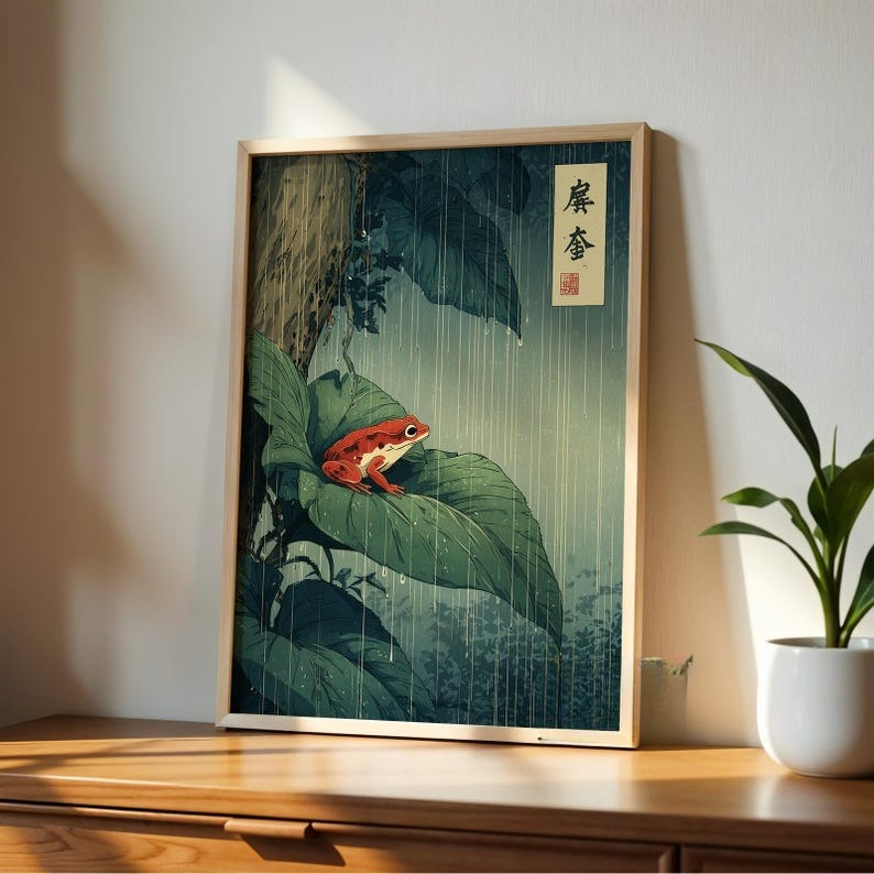 Home Decor Aesthetic Pinterest - 1pc 일본 개구리 캔버스 벽 예술,