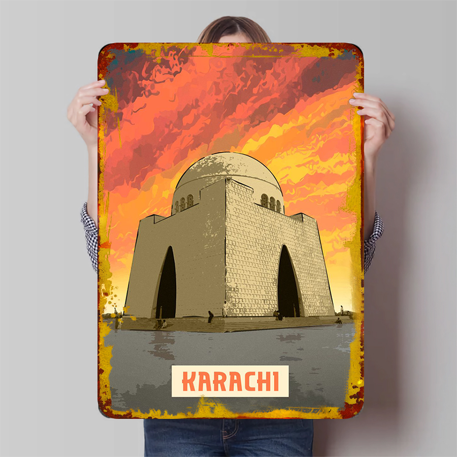 Home Decor Karachi - 카라치 파키스탄 랜드마크 프레임 금속 벽