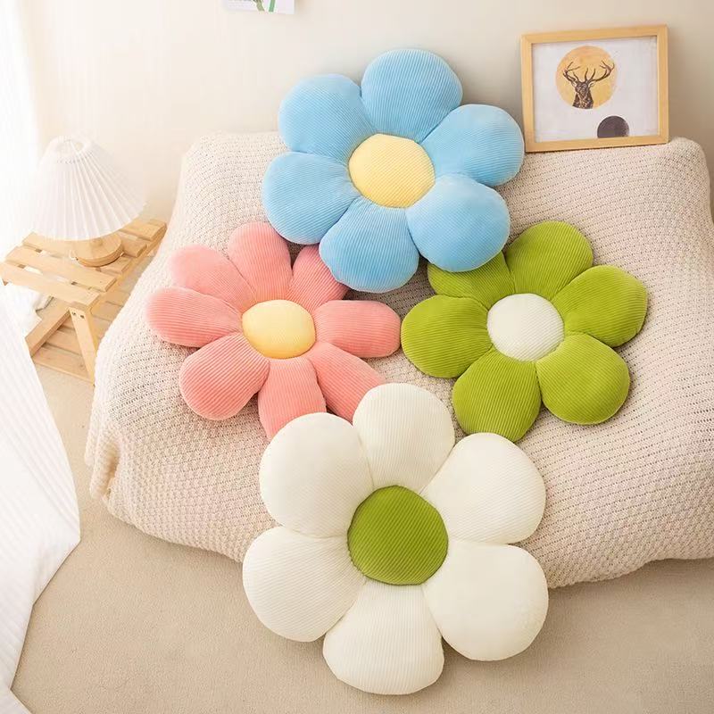 Home Decor Aesthetic Pinterest - 데이지 꽃 플러시 쿠션 컬러풀 페탈