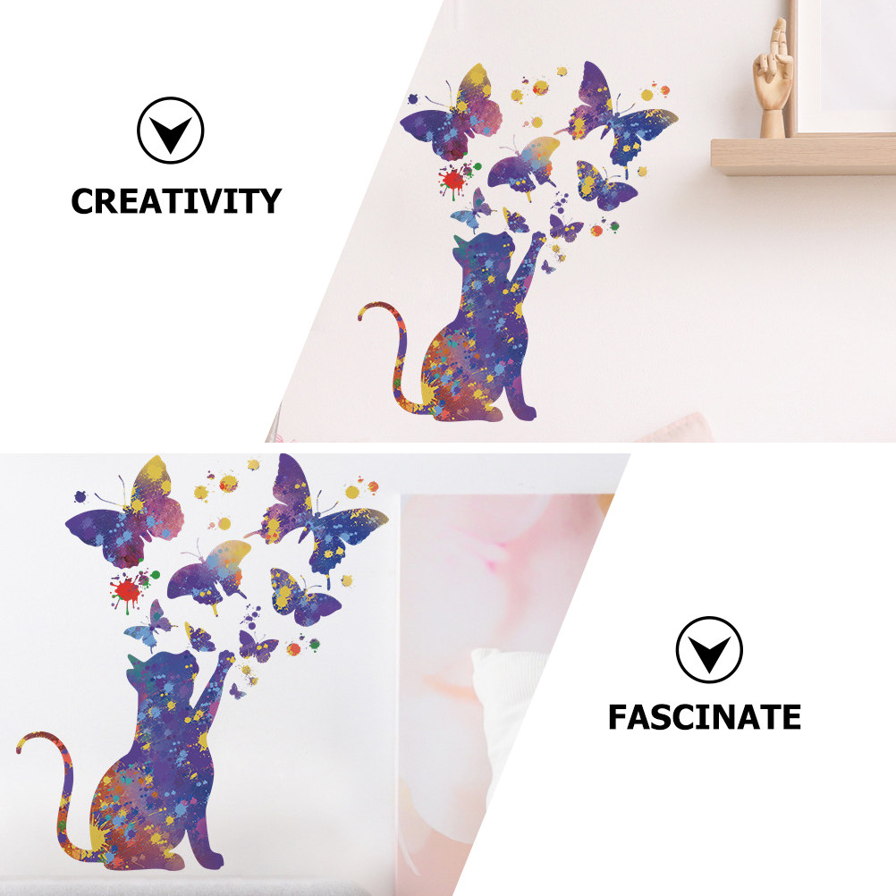2장의 홈 데코 나비, 고양이 모양 벽 스티커, 아이방 - Home Decor Cat 리뷰 및 가격