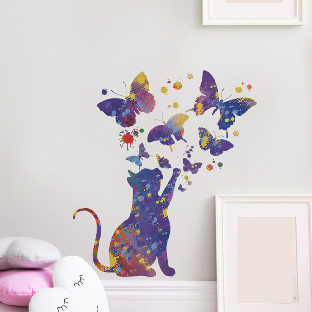 2장의 홈 데코 나비, 고양이 모양 벽 스티커, 아이방 - Home Decor Cat 리뷰 및 가격