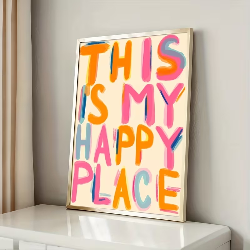 현대적인 '이곳은 나의 행복한 곳' 문구가 있는 벽 예 - Home Decor Nz 리뷰 및 가격