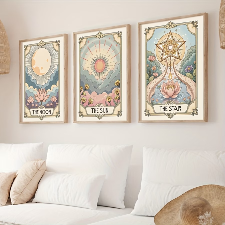 현대 보헤미안 타로 태양과 달 벽 아트 인쇄 캔버스 그 - Home Decor Nz 리뷰 및 가격
