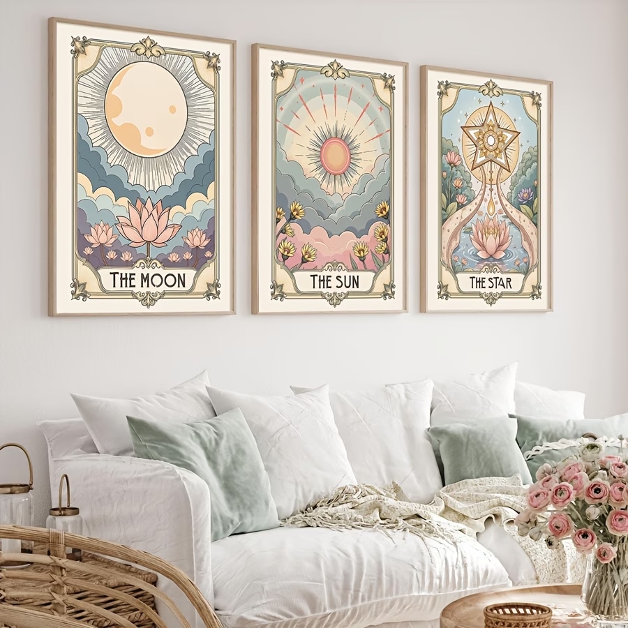 현대 보헤미안 타로 태양과 달 벽 아트 인쇄 캔버스 그 - Home Decor Nz 리뷰 및 가격