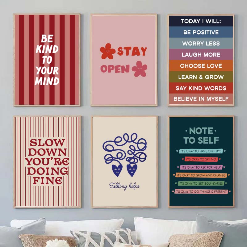 마음에 친절하십시오 정신 건강 심리학 벽 아트 캔버스  - Home Decor Aesthetic Pinterest 리뷰 및 가격