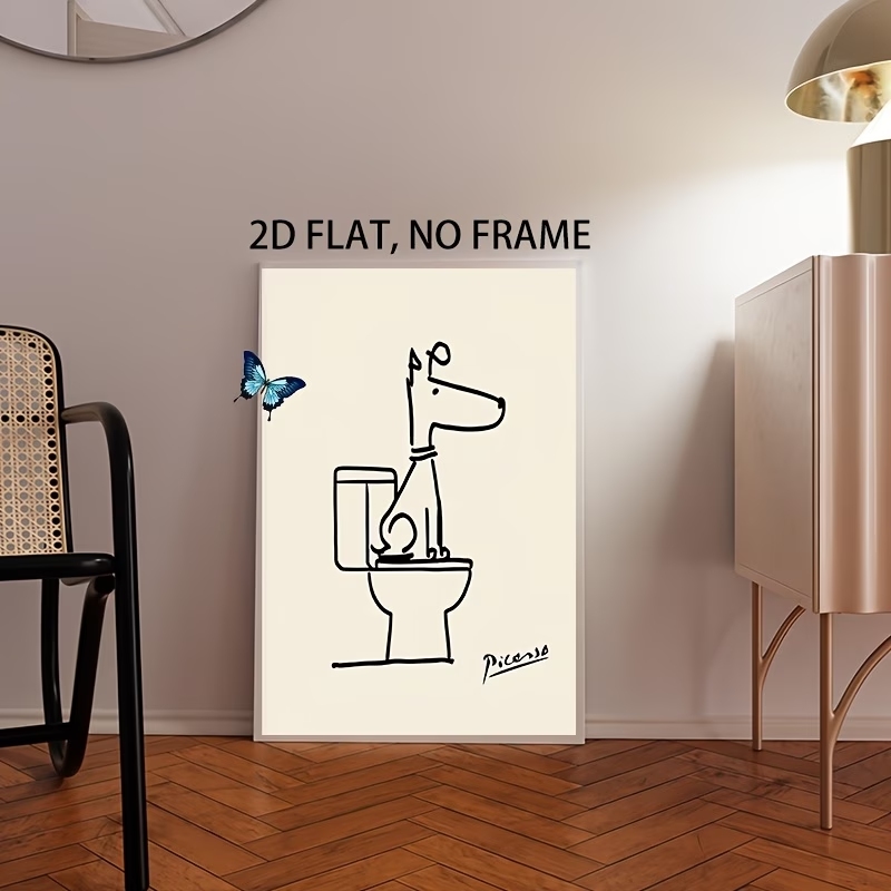 현대, 복고풍 재미있는 개 화장실 피카소 라인 벽 아트 - Home Decor Nz 리뷰 및 가격