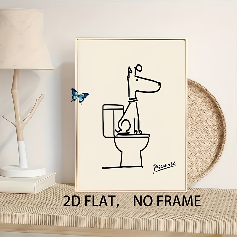 현대, 복고풍 재미있는 개 화장실 피카소 라인 벽 아트 - Home Decor Nz 리뷰 및 가격