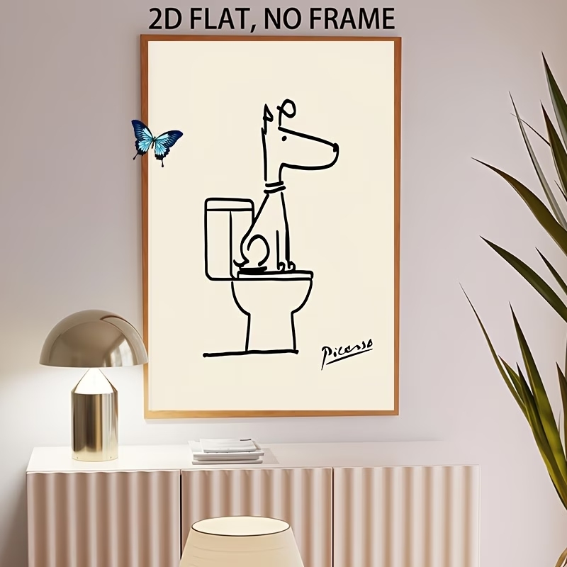 현대, 복고풍 재미있는 개 화장실 피카소 라인 벽 아트 - Home Decor Nz 리뷰 및 가격