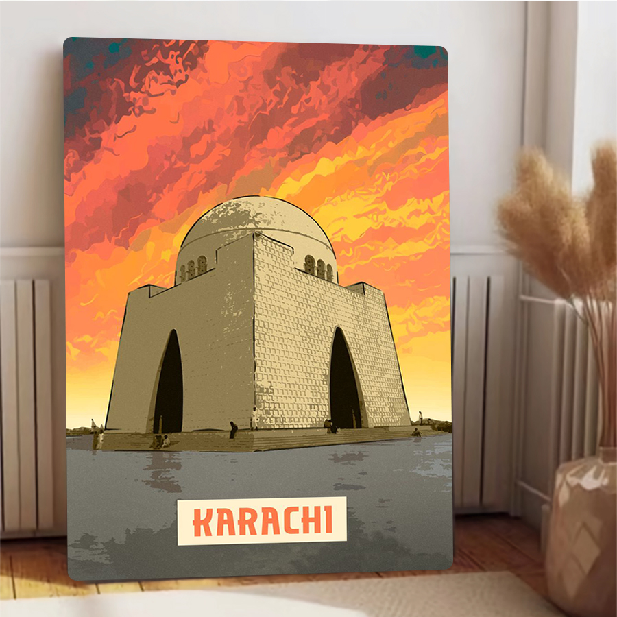 카라치 파키스탄 랜드마크 프레임 금속 벽 예술 스카이라 - Home Decor Karachi 리뷰 및 가격