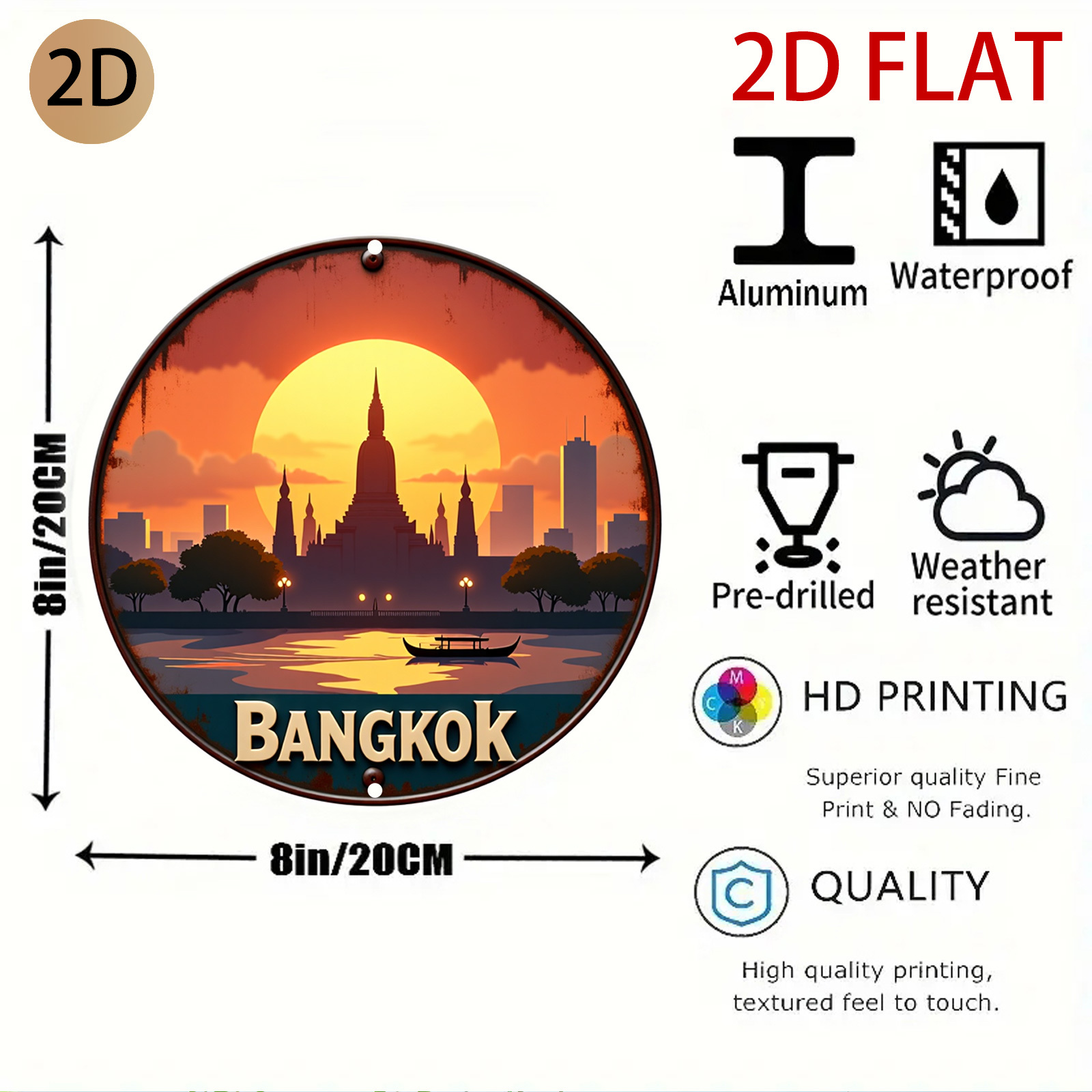 2D 플랫, 2D 플랫 방콕 선셋 로고 레트로 메탈 디 - Home Decor Logo Design 리뷰 및 가격