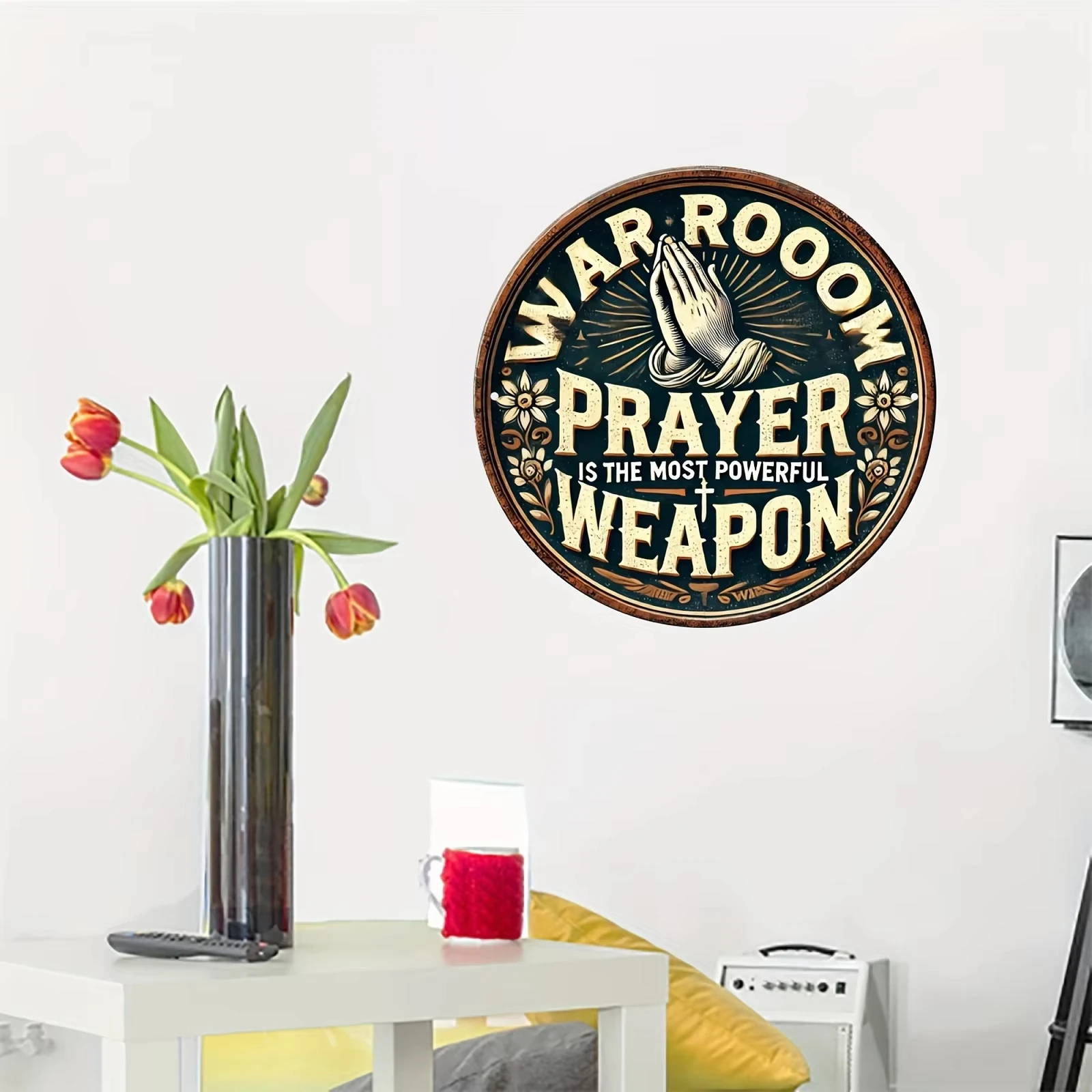 빈티지 원목 로고-_전쟁실 기도는 가장 강력한 무기_십 - Home Decor Logo Design 리뷰 및 가격