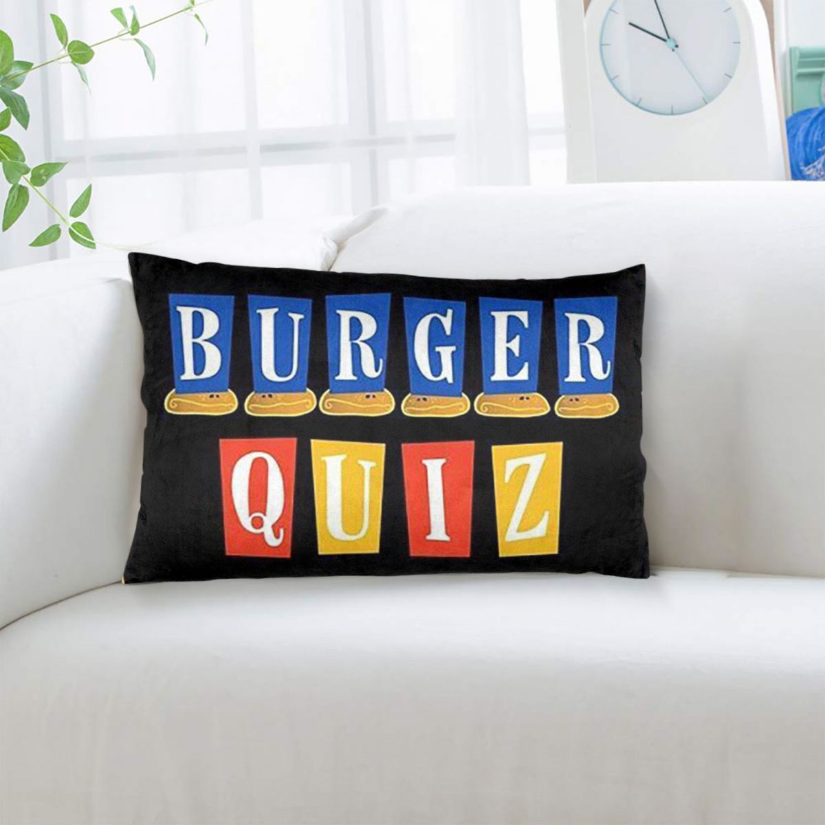 버거 퀴즈 새로운 로고 직사각형 베개 커버 쿠션 커버  - Home Decor Quiz 리뷰 및 가격