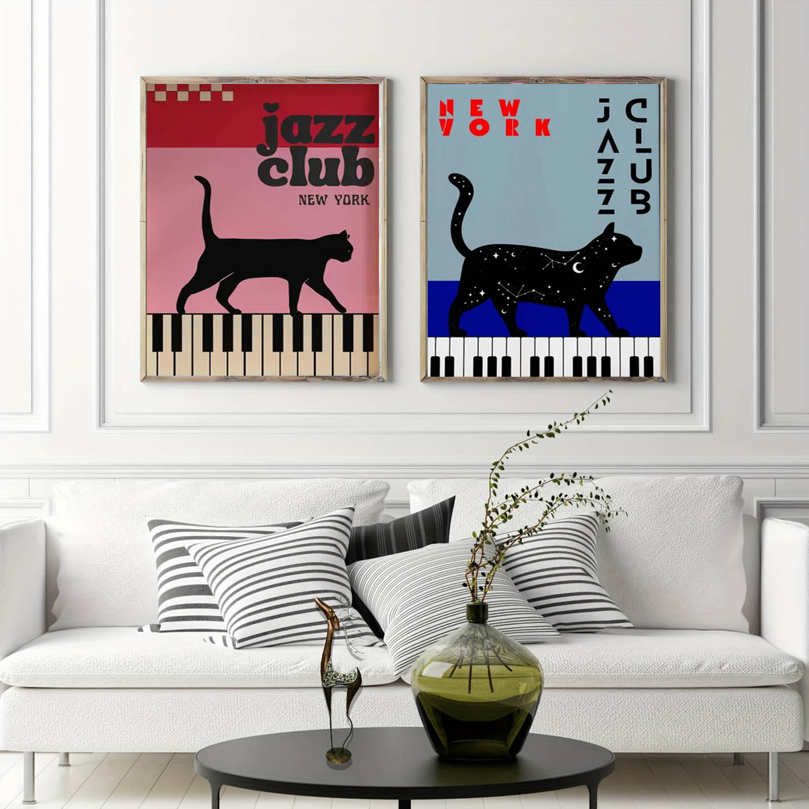 1pc 검은 고양이 피아노 캔버스 아트 포스터 포춘 고 - Home Decor Aesthetic Pinterest 리뷰 및 가격