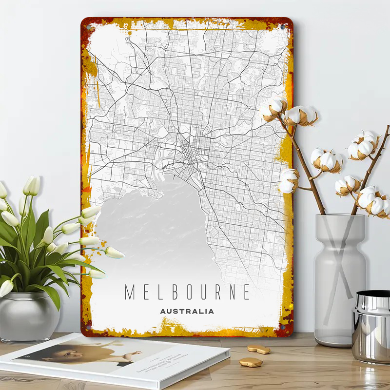멜버른 도시 지도 금속 벽 예술 모던 미니멀리스트 홈  - Home Decor Melbourne 리뷰 및 가격