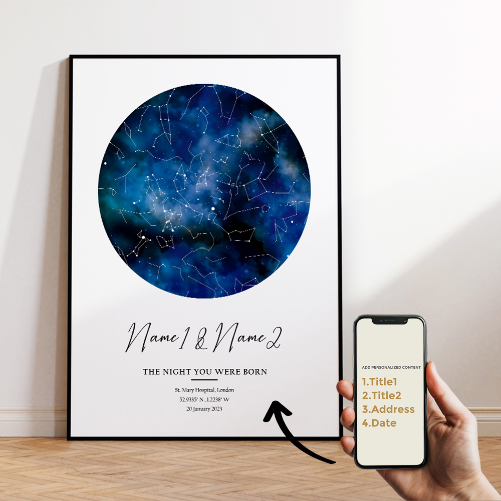 현대적인 맞춤형 개인화된 밤하늘 별 지도 벽 예술 캔버 - Home Decor Nz 리뷰 및 가격