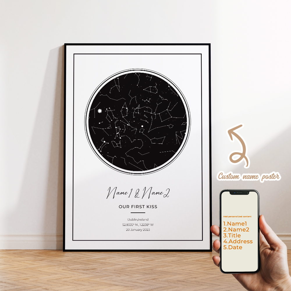 현대적인 맞춤형 개인화된 밤하늘 별 지도 벽 예술 캔버 - Home Decor Nz 리뷰 및 가격