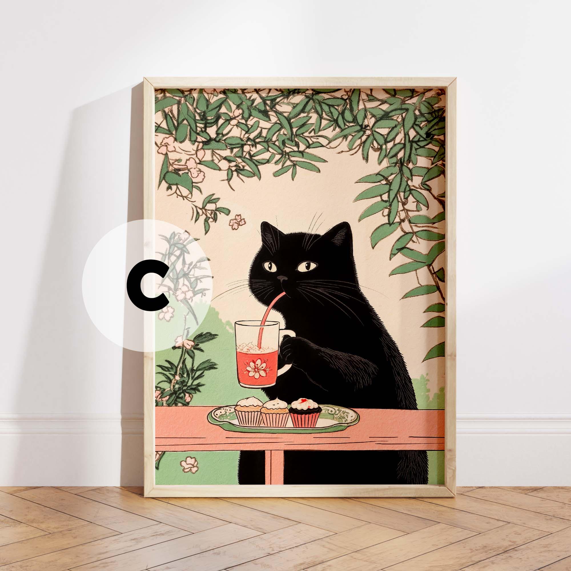 일본식 고양이 프린트 6종 세트, 검은 고양이 캔버스  - Home Decor Aesthetic Pinterest 리뷰 및 가격