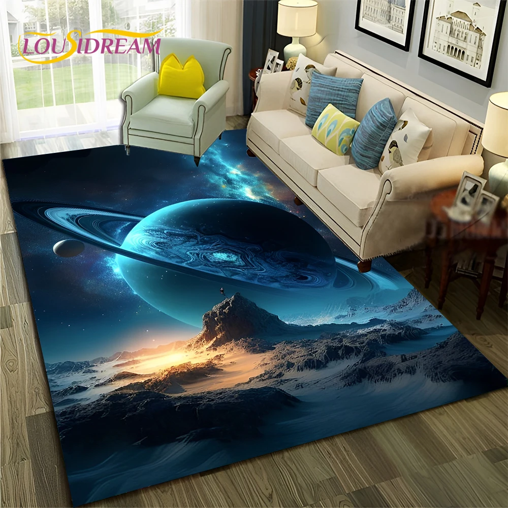 갤럭시 행성 별 3D 우주 공간 카펫 러그, 거실 침실 - Home Decor Online Free 리뷰 및 가격