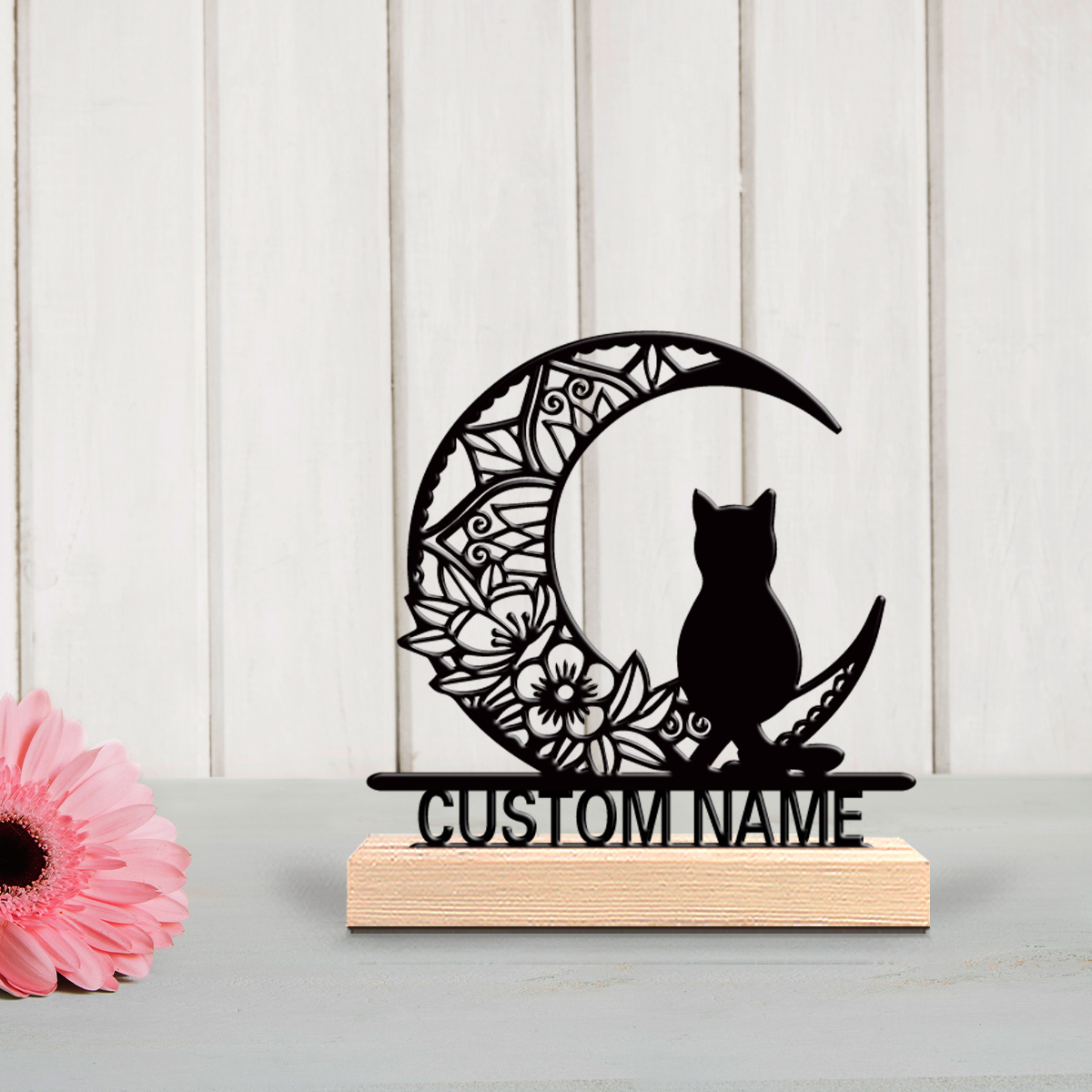 1개 추상적인 달 고양이 모양 개인 맞춤형 텍스트 금속 - Home Decor Cat 리뷰 및 가격