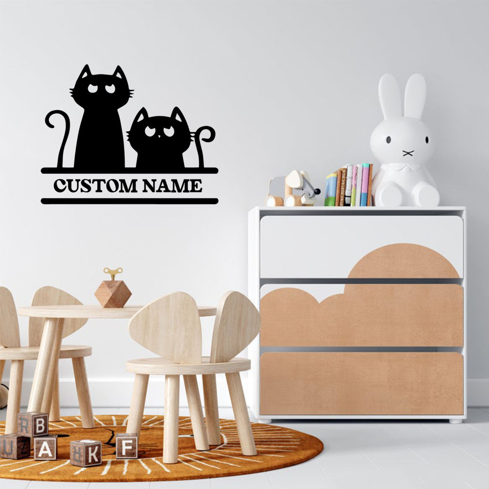 1PC 만화 고양이 맞춤형 텍스트 비닐 자체 접착 벽지 - Home Decor Cat 리뷰 및 가격