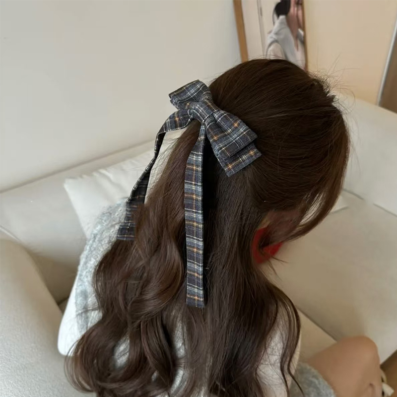 우아한 격자 무늬 리본 활 머리핀, 여자 헤어 클립,  - Home Decor Trends 2025 리뷰 및 가격